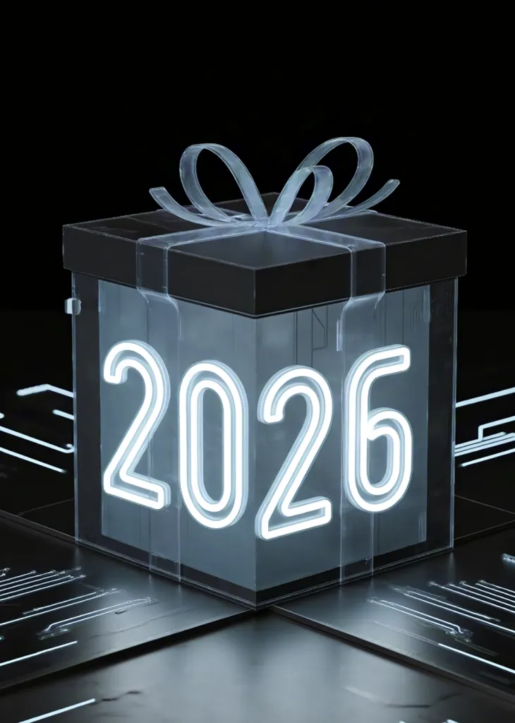 Neon Gift Box with 2026 Lights