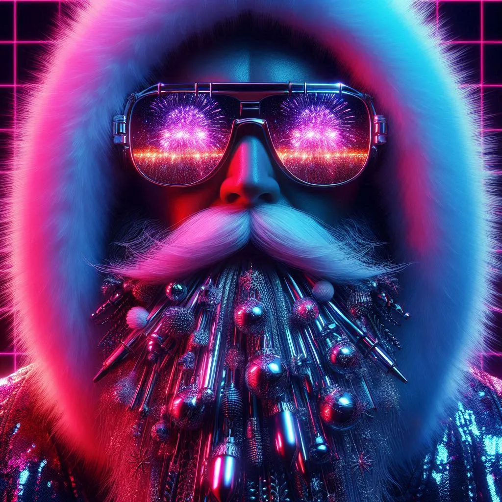 Neon Santa Cyber Portrait