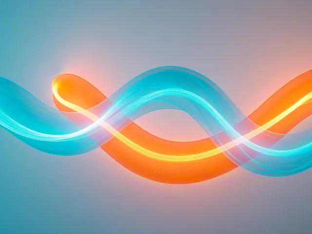 glowing neon wave in blue and orange gradient