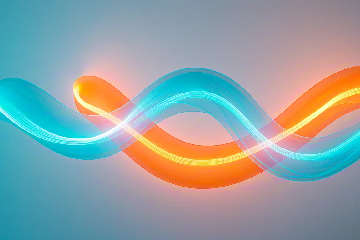 glowing neon wave in blue and orange gradient