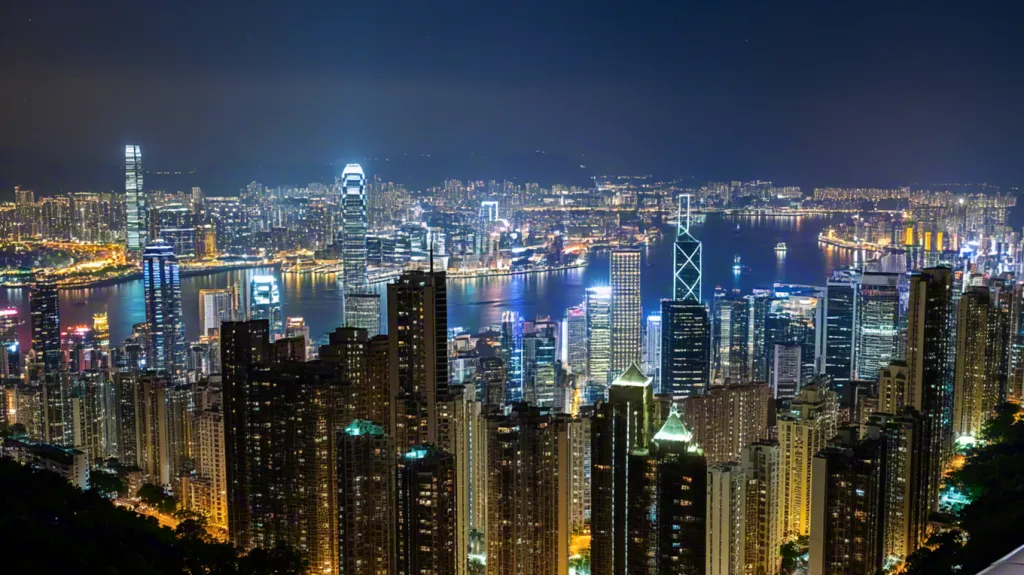 Night city skyline panorama