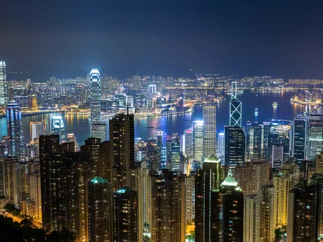 Night city skyline panorama