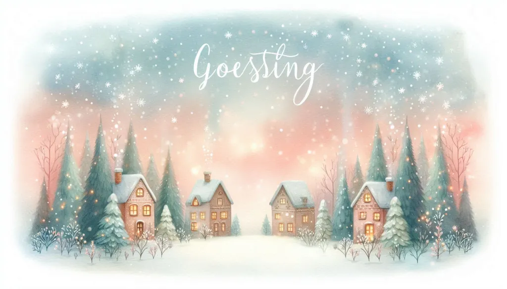 Pastel winter village greeting card
