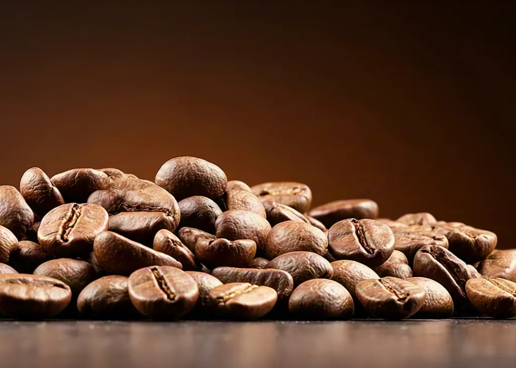 Pile of roasted coffee beans