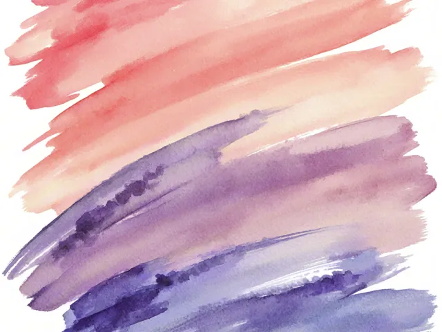 Watercolor stroke texture in vibrant pink, purple and blue tones.