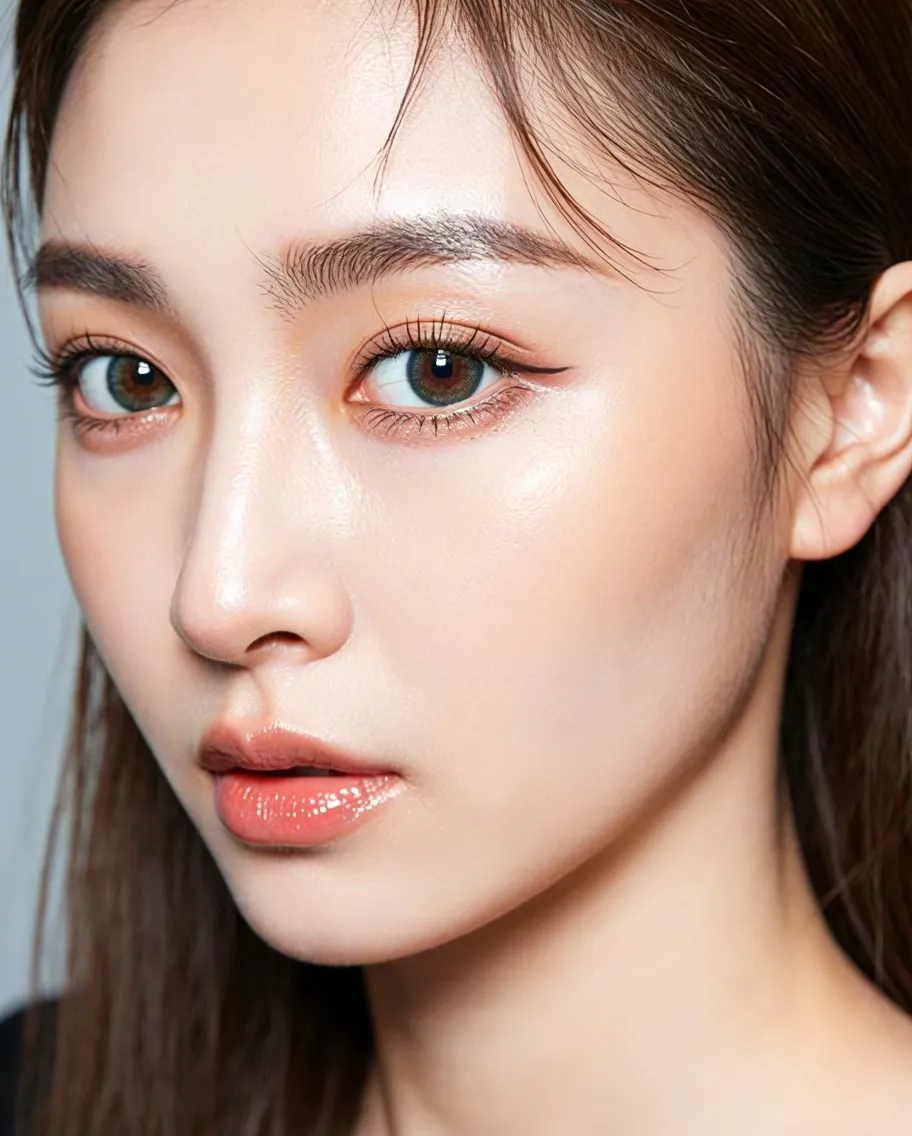 Close-up beauty portrait of young woman