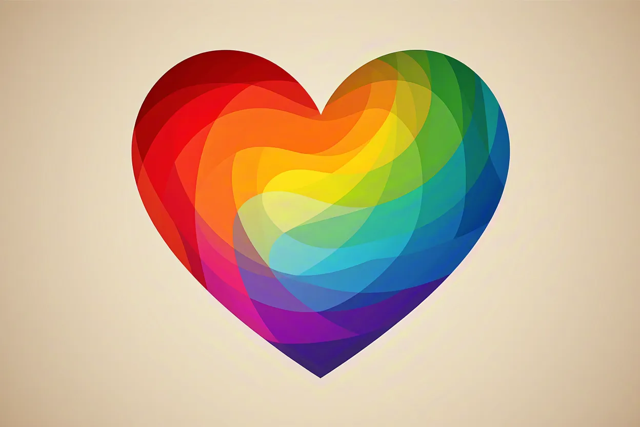 colorful rainbow heart design on neutral background