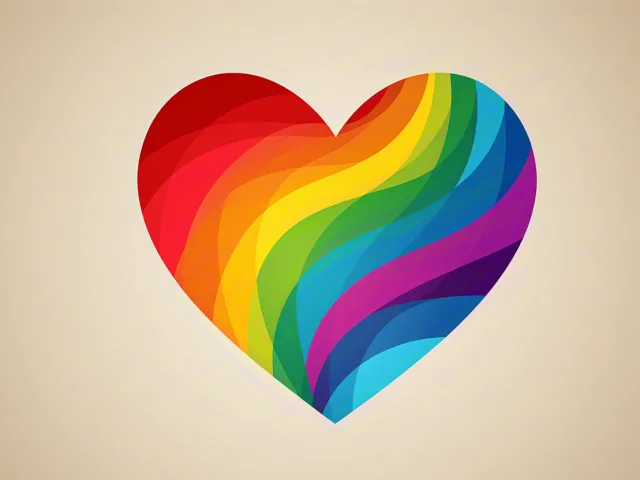 glossy rainbow heart symbol with smooth shading
