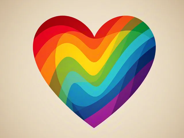 colorful rainbow heart on soft beige background