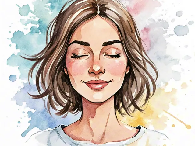 Portrait of a woman with eyes closed and peaceful expression.