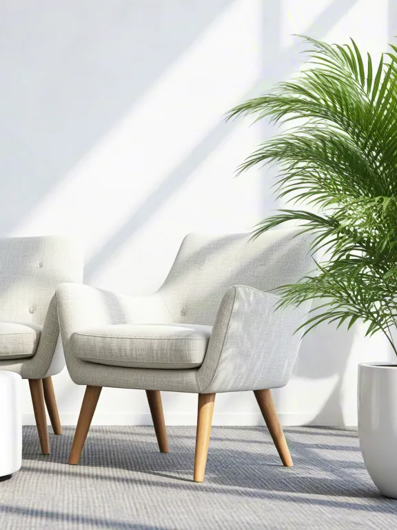 Relaxing seating area with indoor greenery