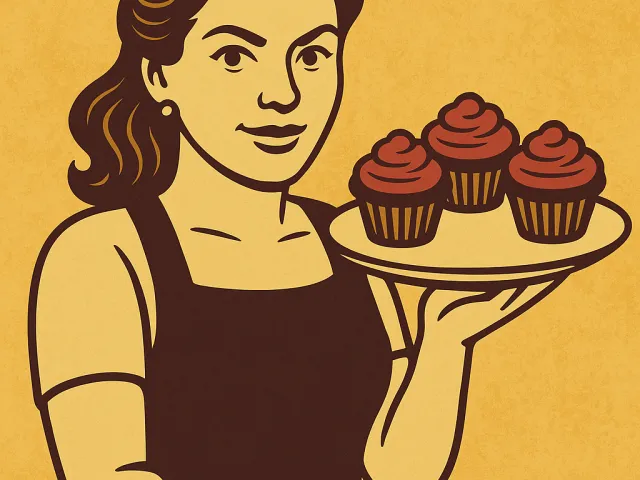 Vintage style cupcakes illustration
