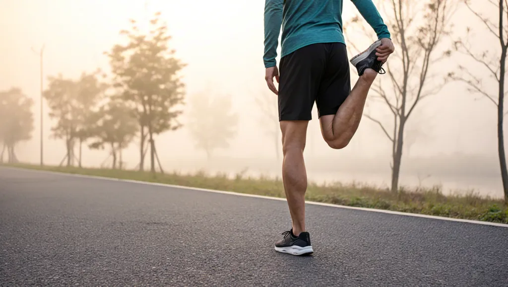 Runner stretching before workout outdoors