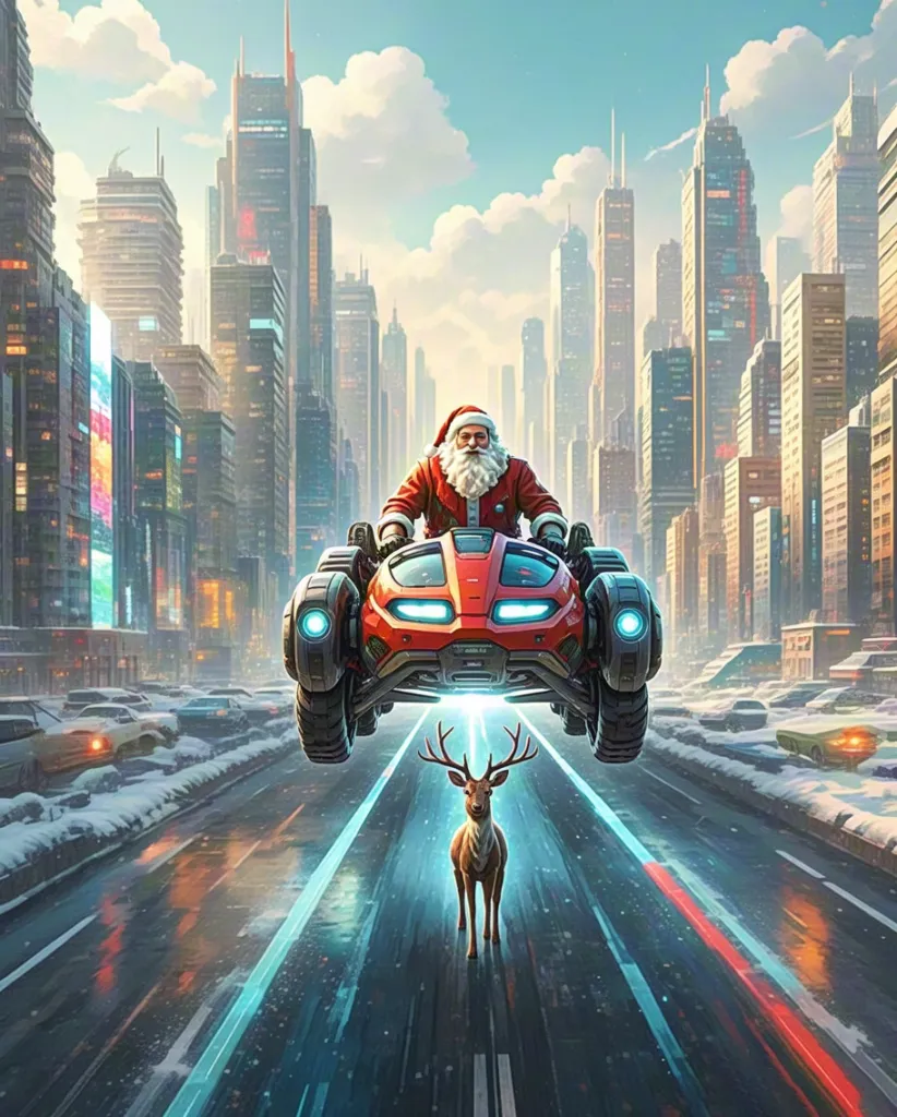 Santa Futuristic Highway Ride