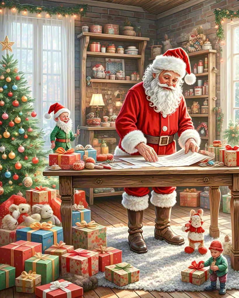 Santa Toy Workshop Christmas Scene