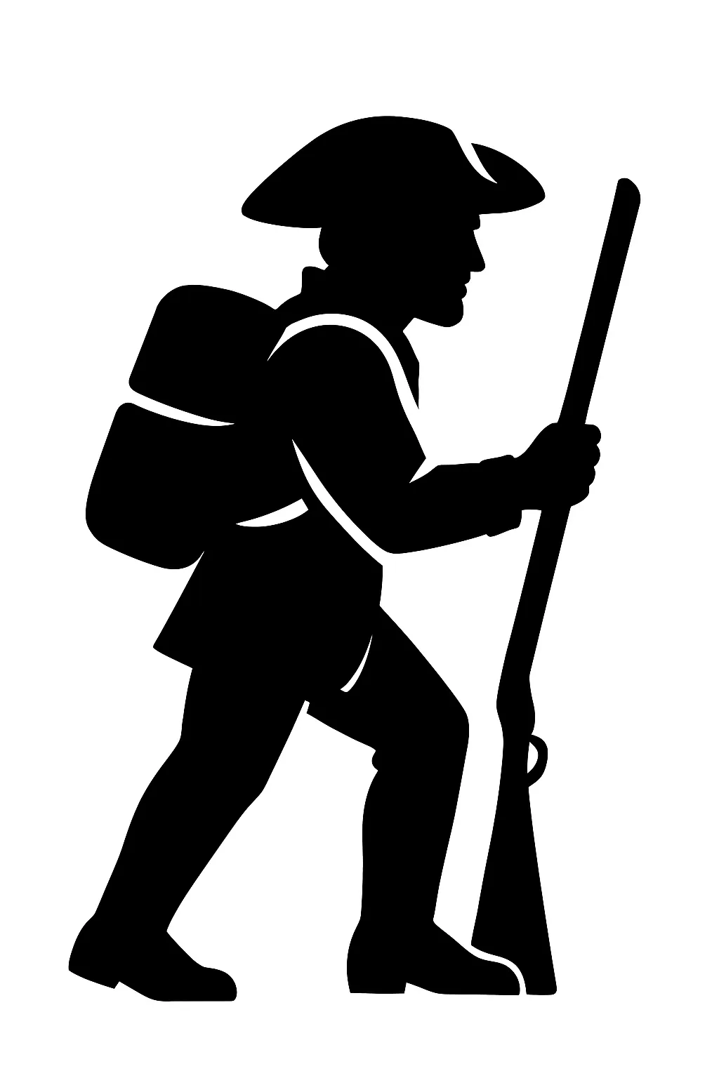 black silhouette of a historical soldier holding a rifle