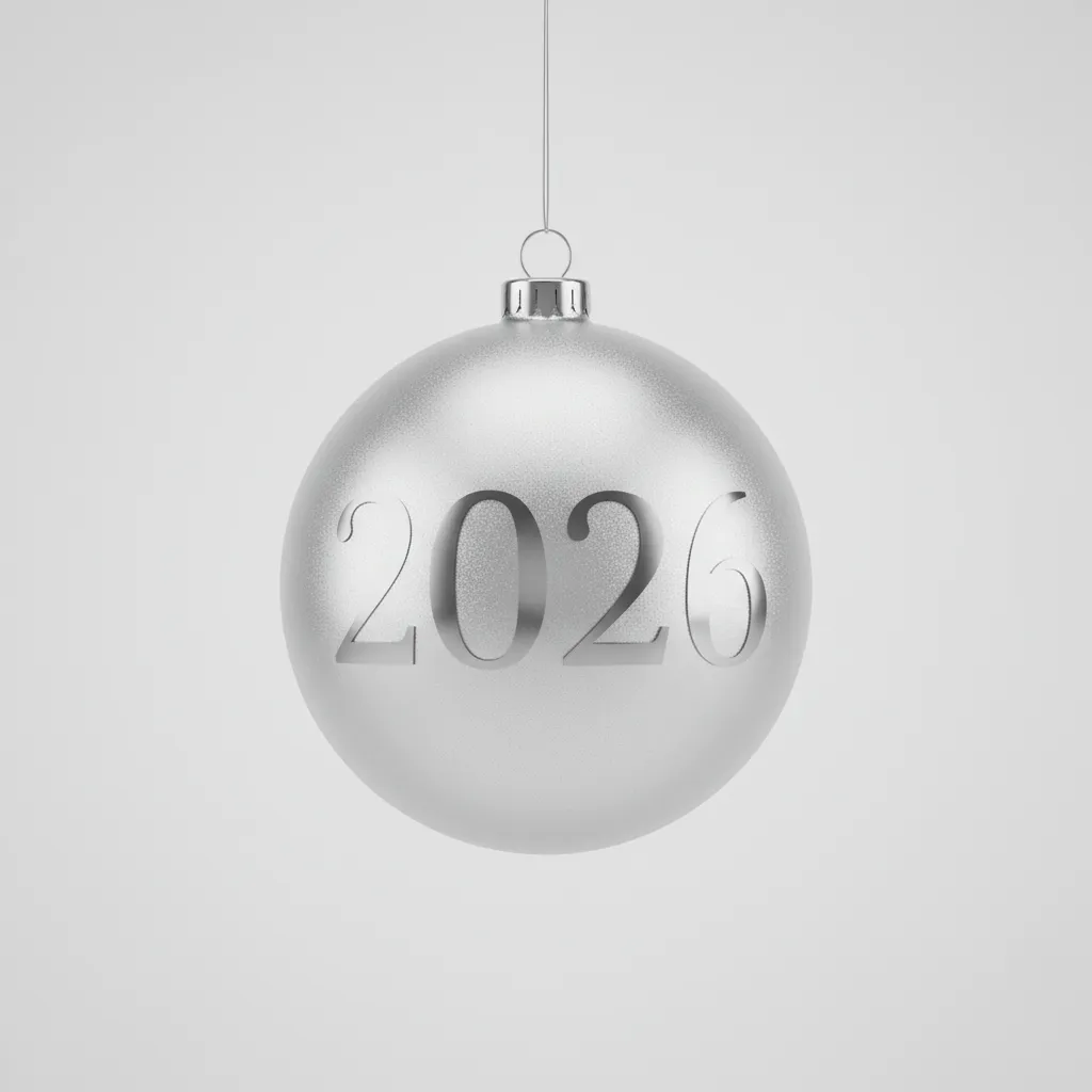 Silver 2026 Christmas Ornament