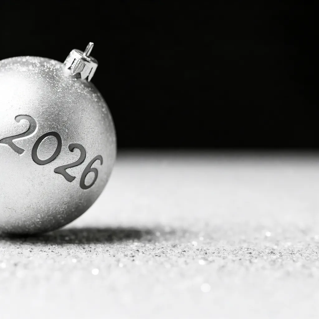 Silver Christmas ornament with 2026 numbers