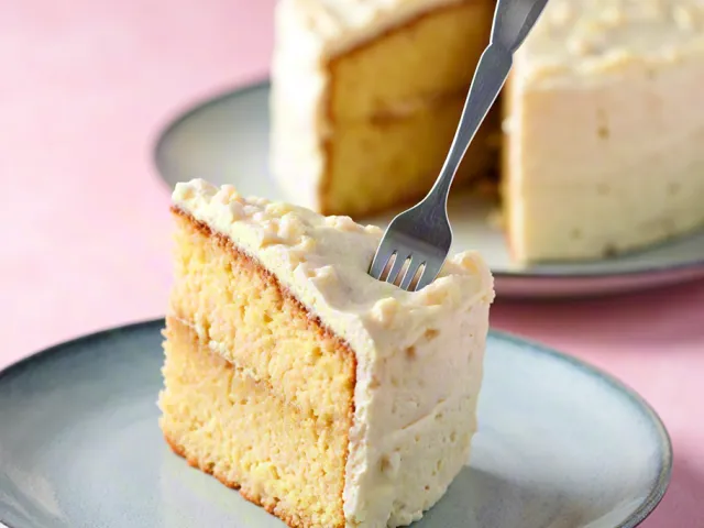 dessert slice of cake served on a small plate
