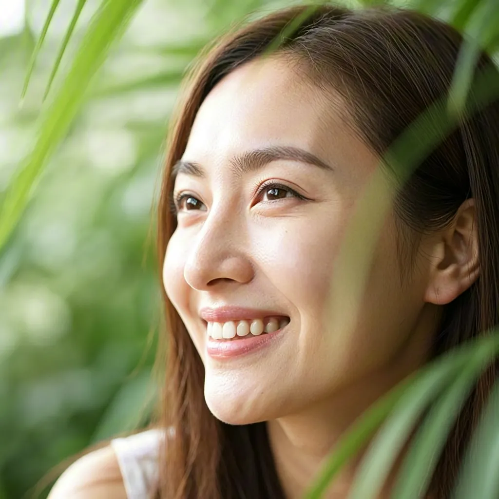 Smiling woman in natural light