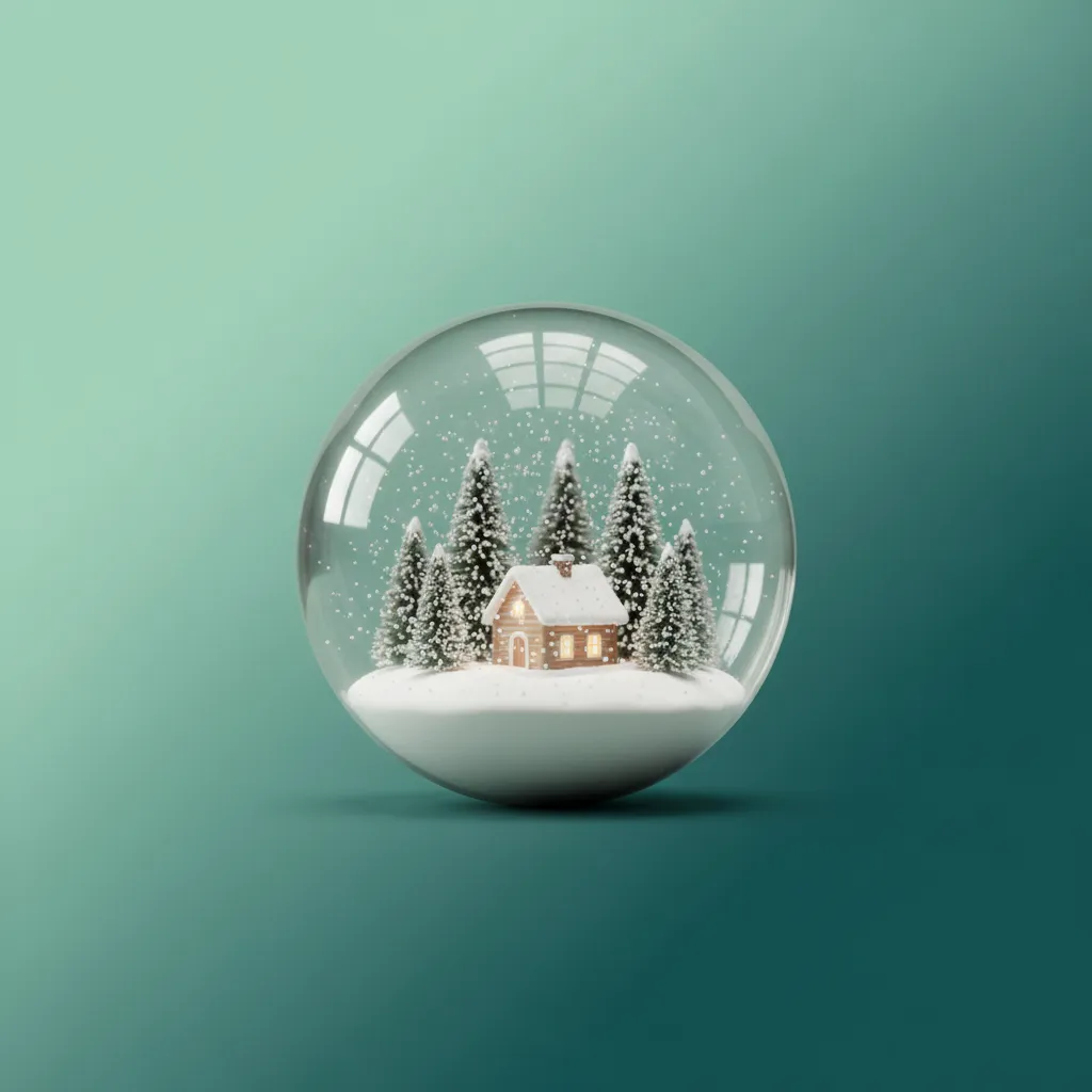 Snow globe with small winter house