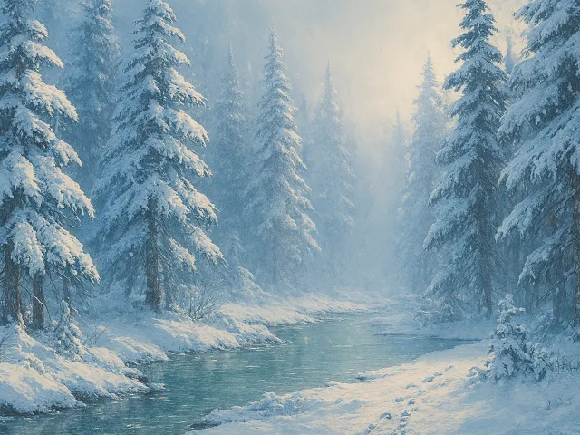 winter forest covered in deep snow