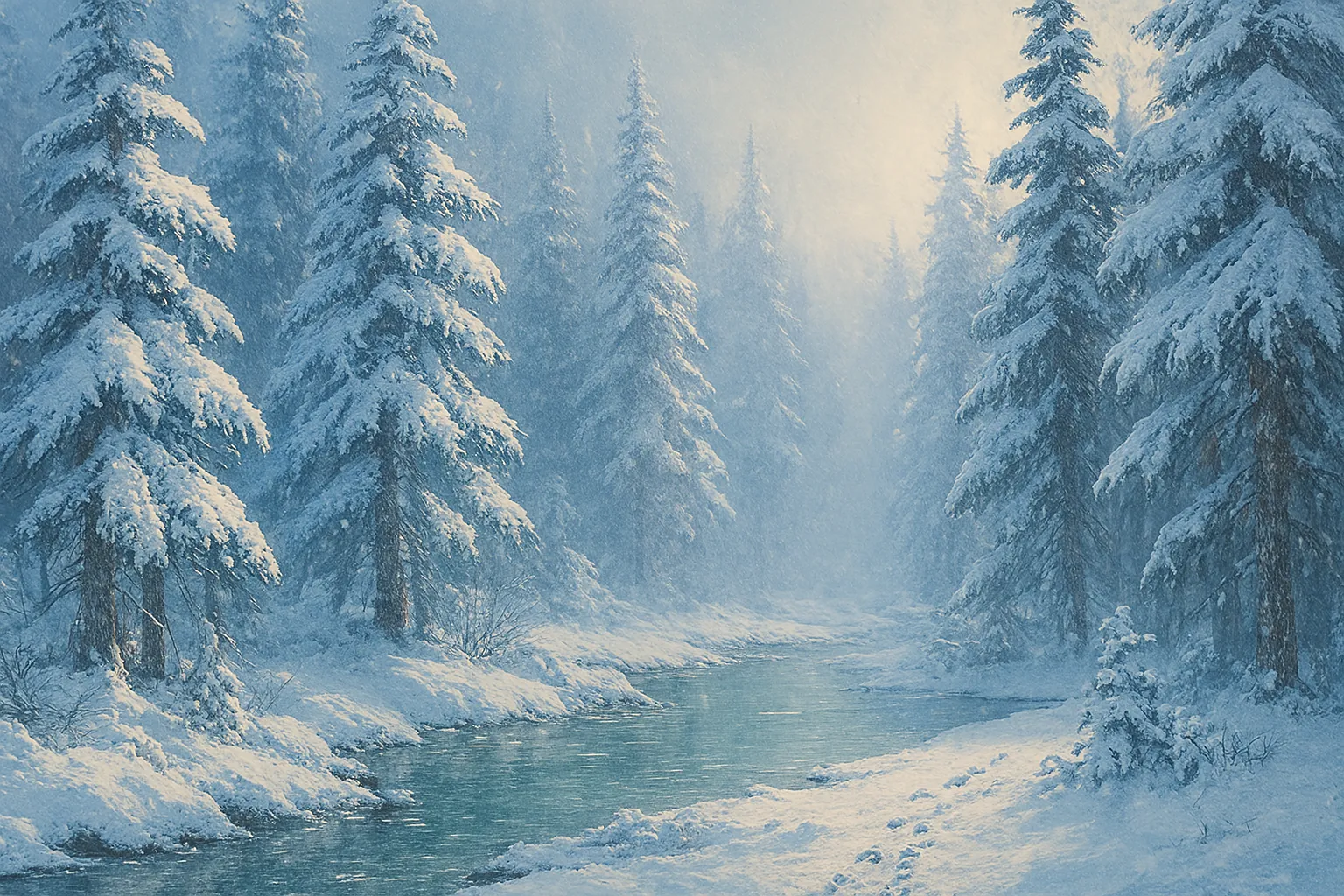 winter forest covered in deep snow