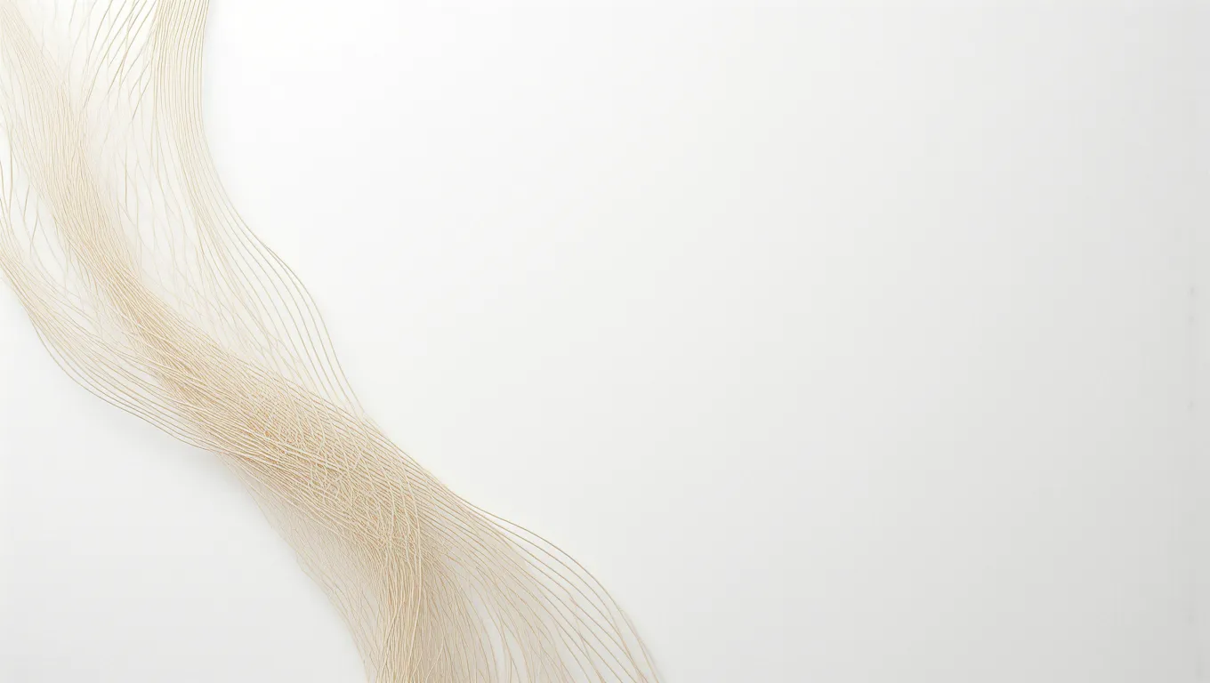 Light neutral background with smooth flowing hair-like abstract texture.