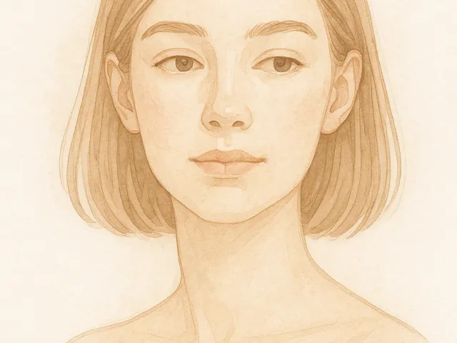 Minimal, soft-tone portrait of a young woman with neutral expression.