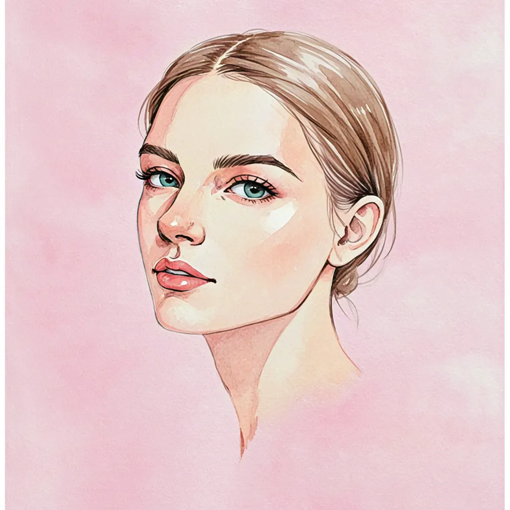 Soft watercolor profile portrait