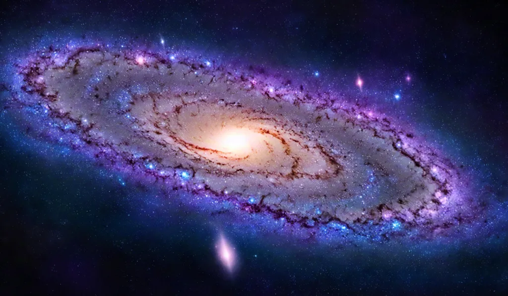 Spiral galaxy in vibrant deep space