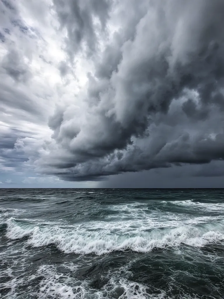 Stormy sea with dramatic sky
