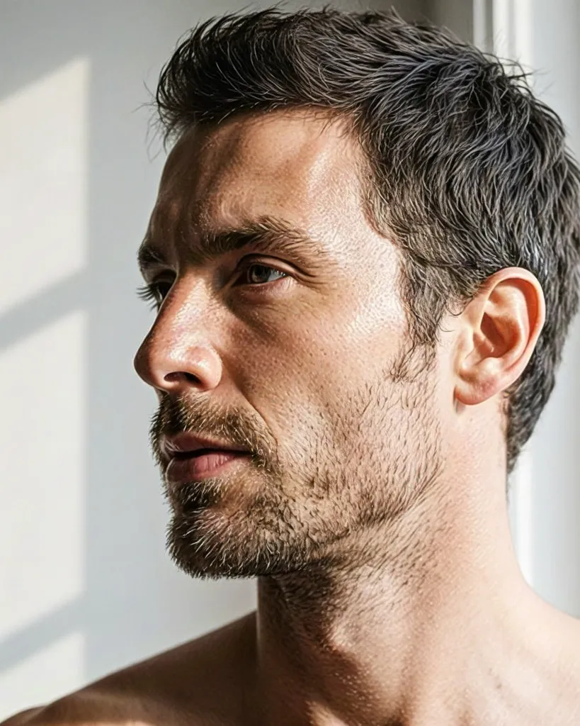 Studio portrait of a handsome man with natural lighting