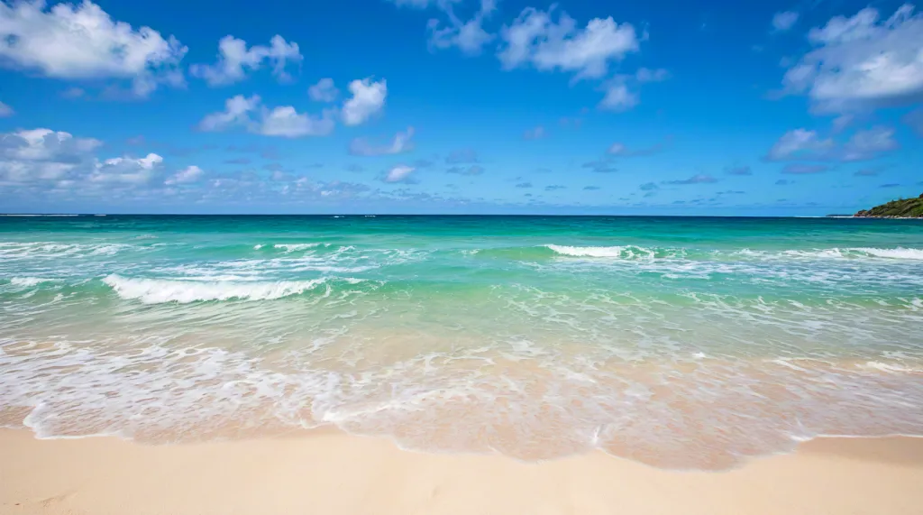 Sunny tropical beach with turquoise sea