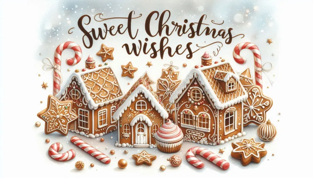 Sweet Christmas Wishes gingerbread illustration