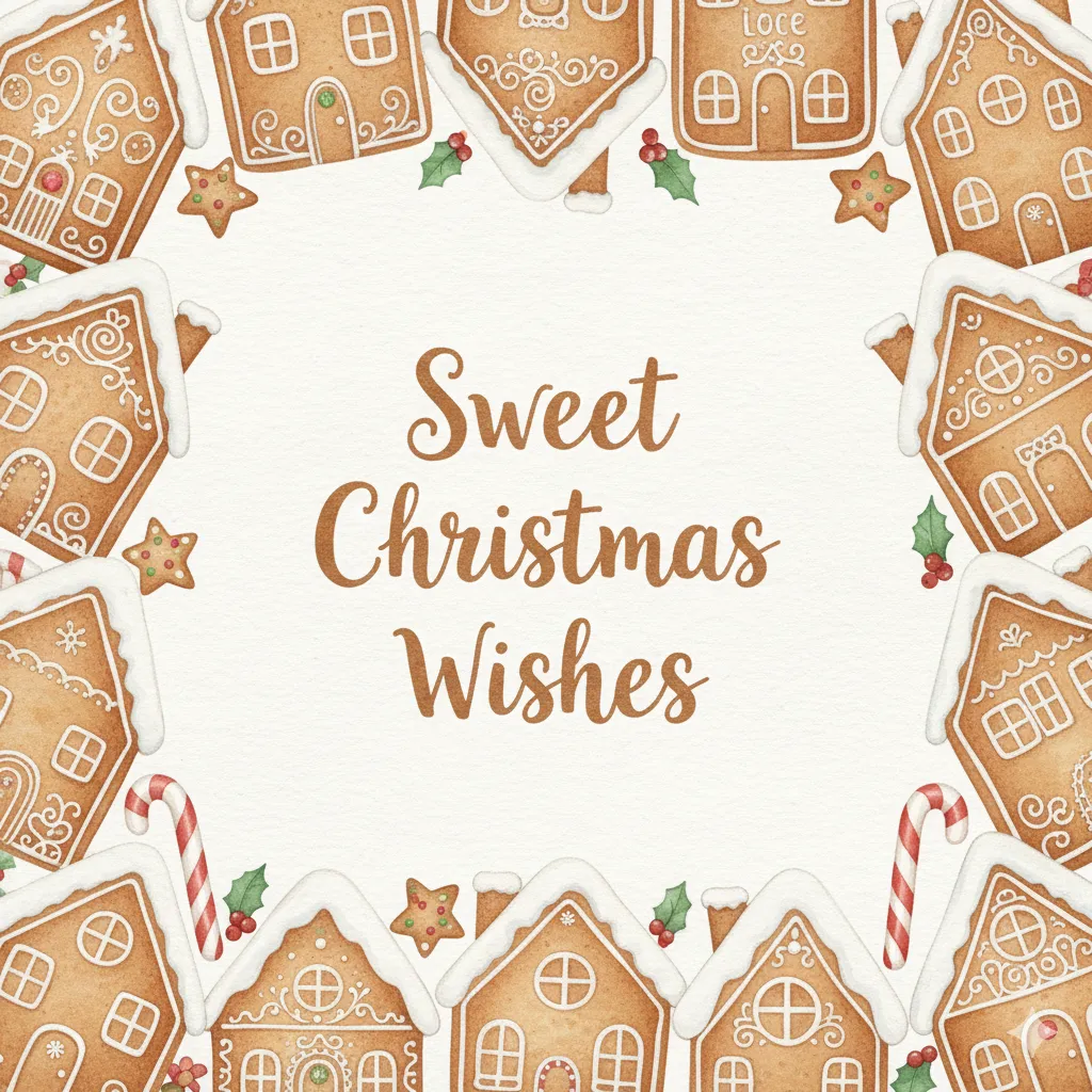 Sweet Christmas Wishes Gingerbread Illustration