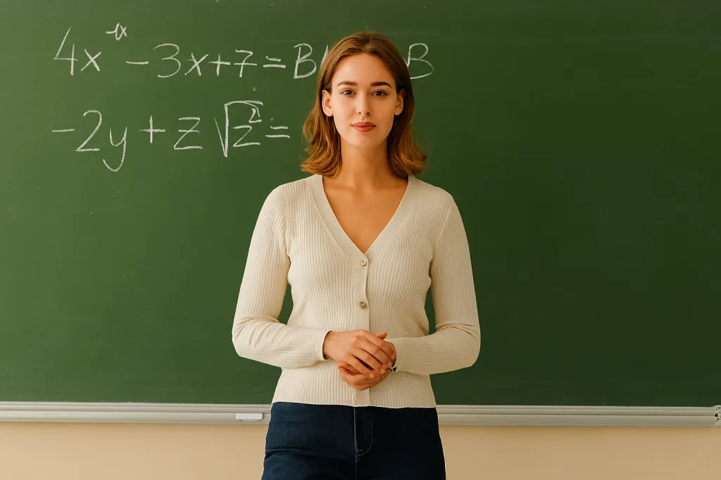 Teacher explaining math formulas
