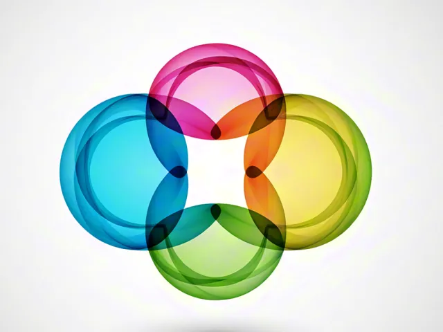 overlapping translucent rings in bright colors