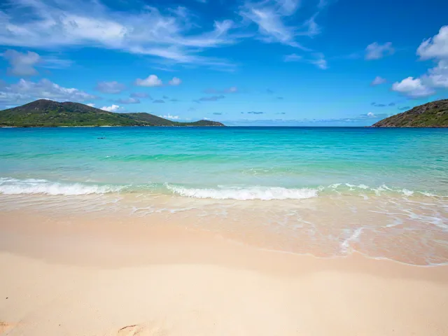 White sandy beach and turquoise sea