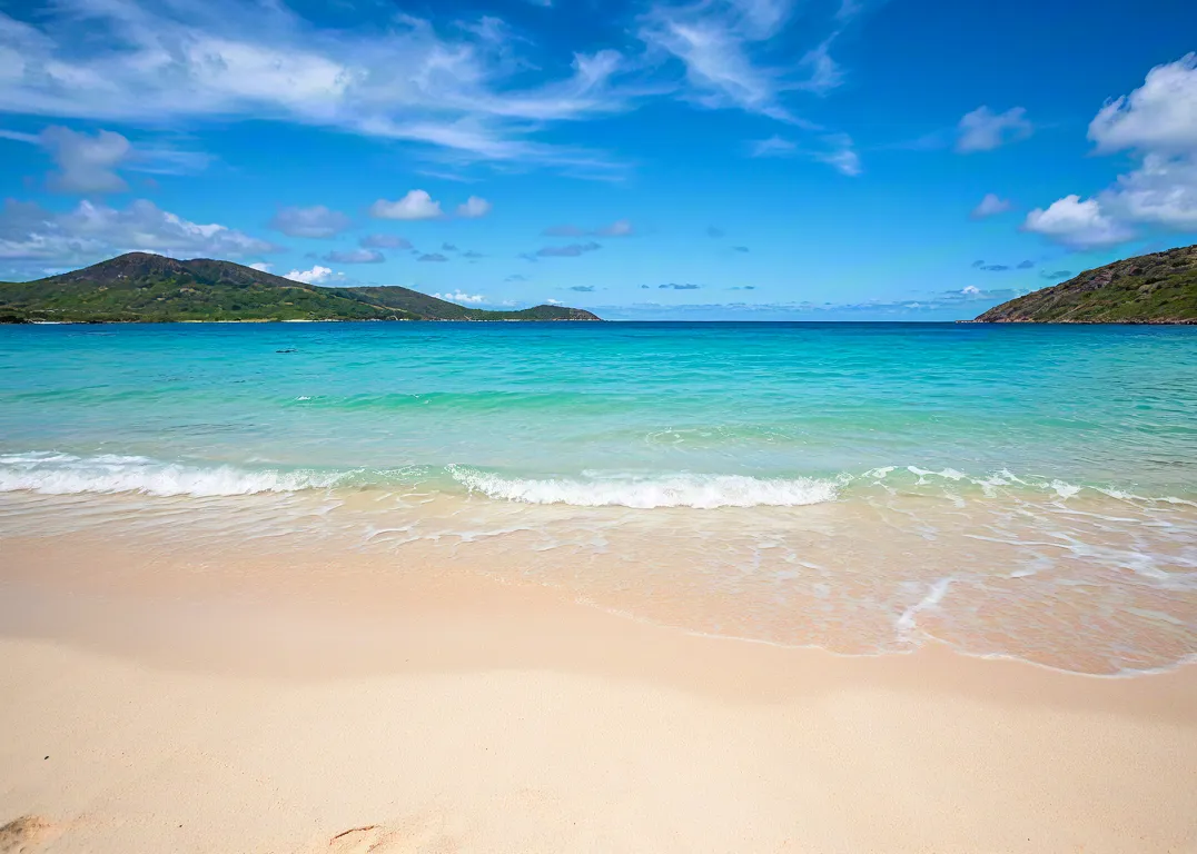 White sandy beach and turquoise sea