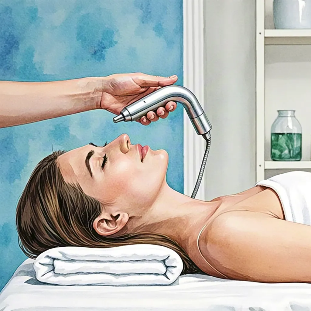 Ultrasonic facial treatment illustration