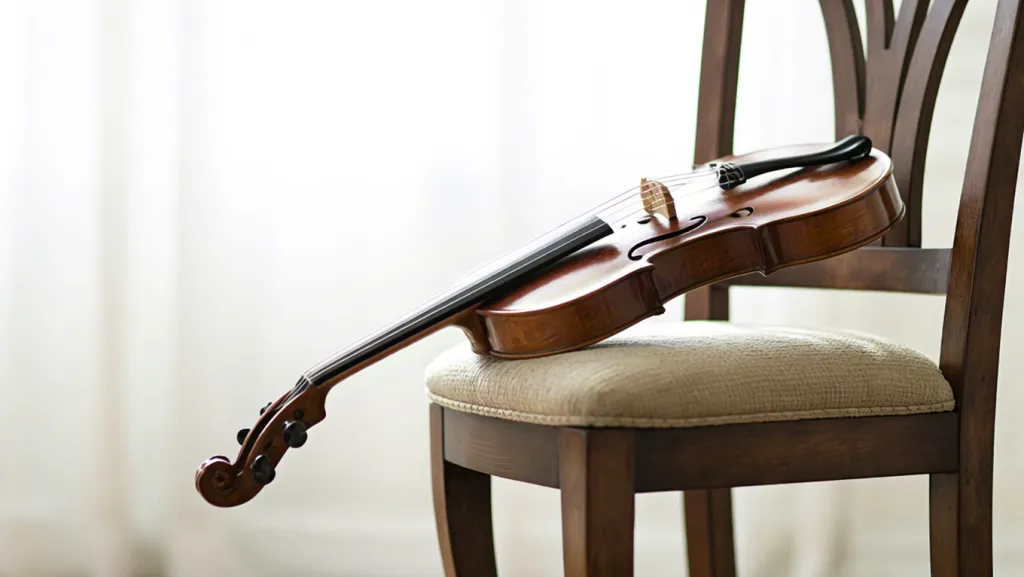 Violin on wooden chair