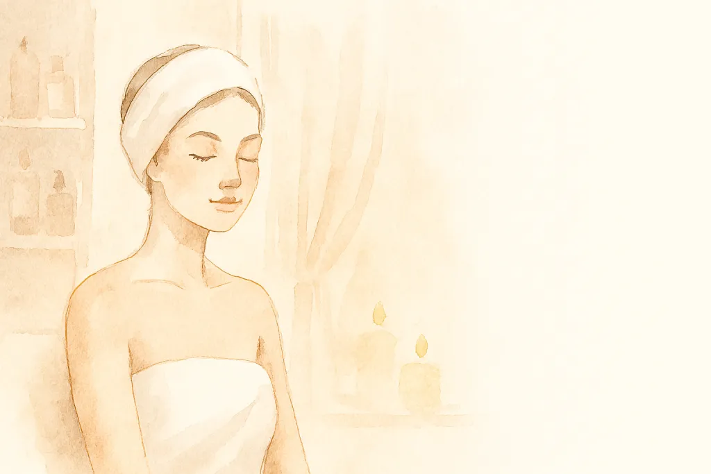 Warm watercolor spa woman portrait
