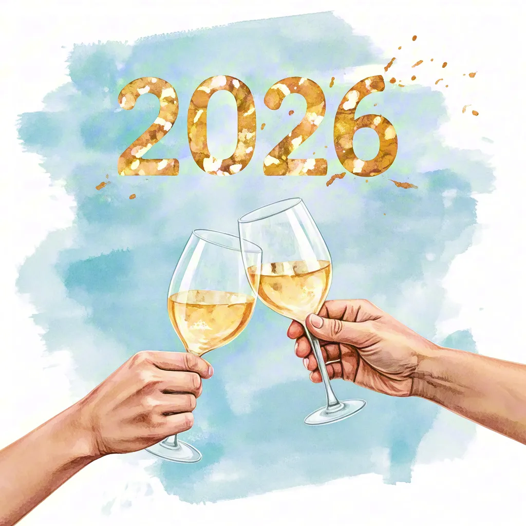 Watercolor 2026 Champagne Toast