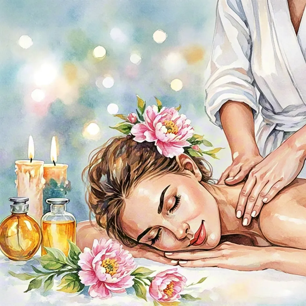 Watercolor aromatherapy massage