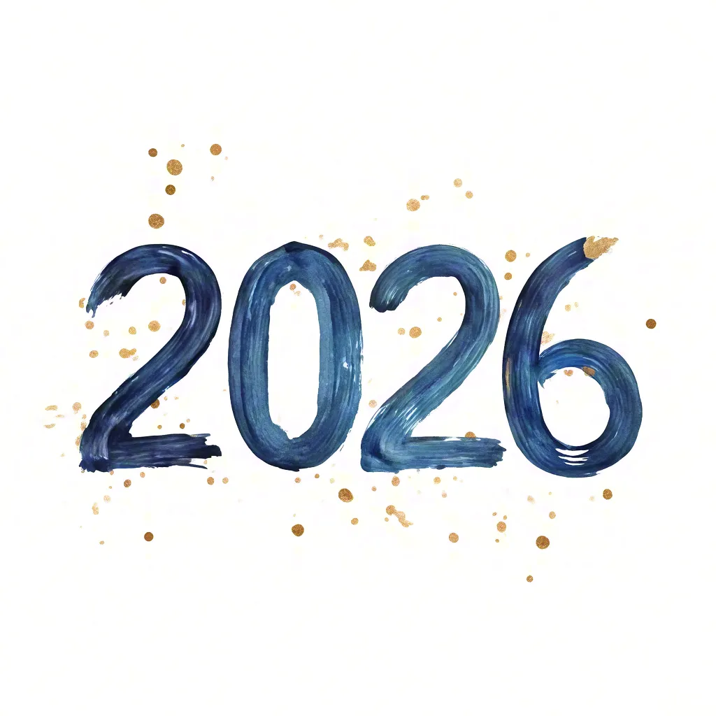 Watercolor Blue 2026 Typography