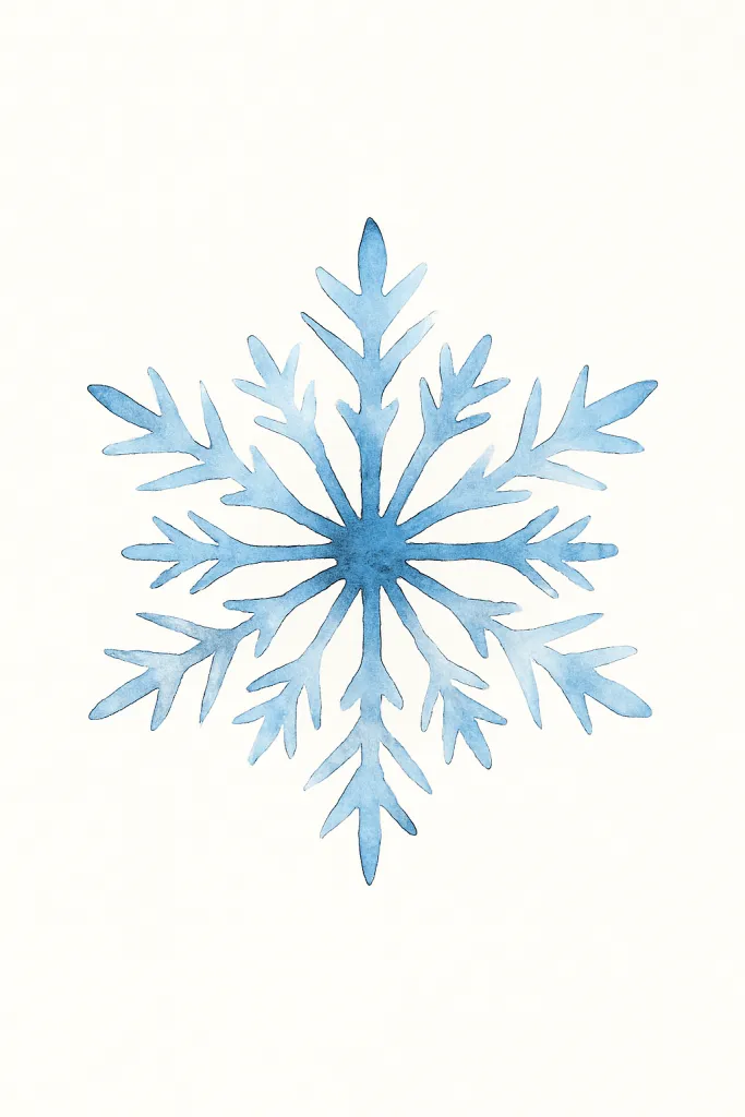 Watercolor blue snowflake illustration