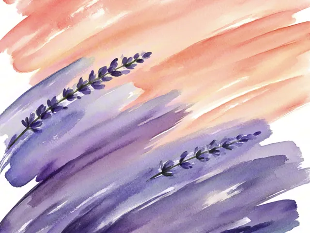 Abstract watercolor brush strokes in purple, pink and lavender tones