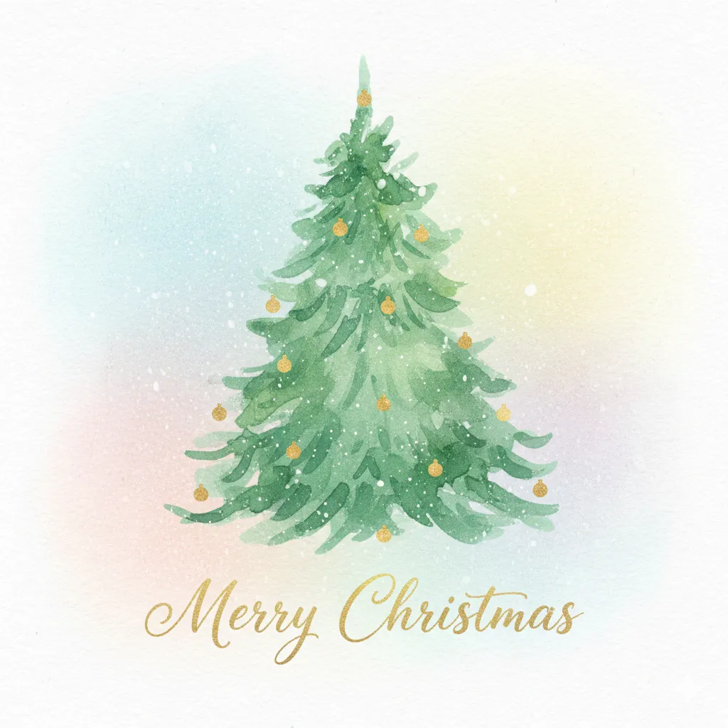 Watercolor Christmas Tree Illustration