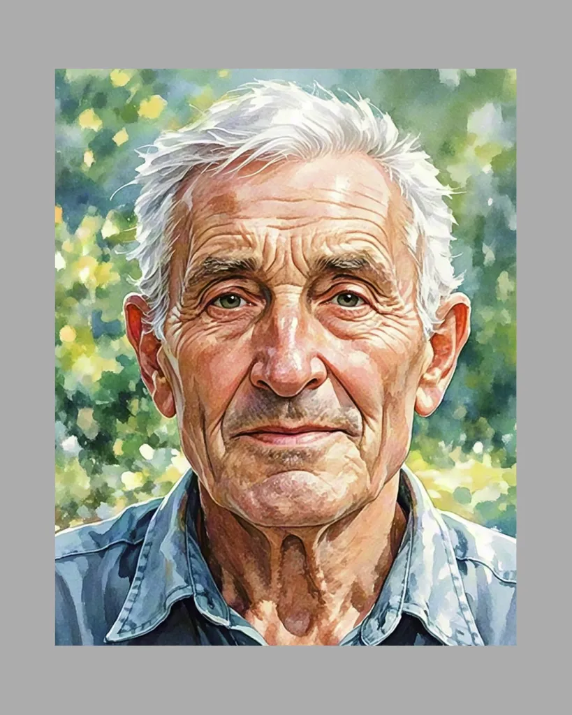 Watercolor elderly man portrait